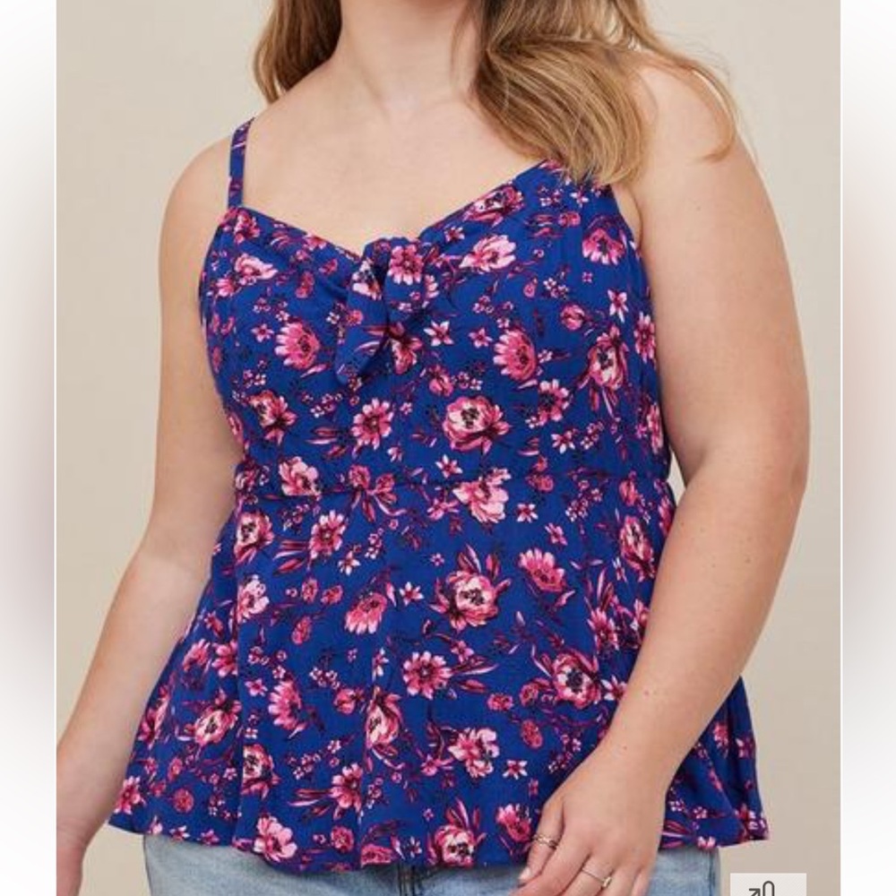 Peplum eyelet cami